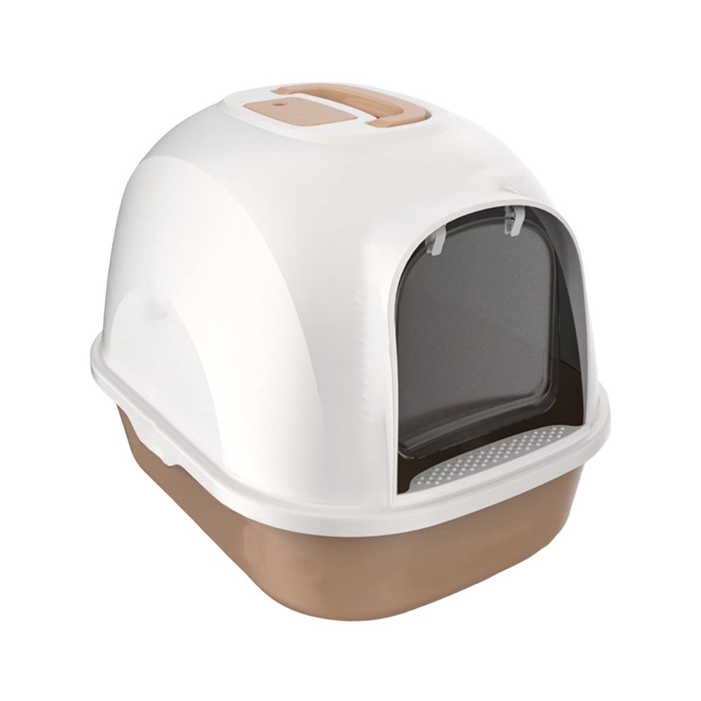 Cozy Paws Hooded Cat Litter Box with Swing Door & Handle – 53×41×41 cm – Brown