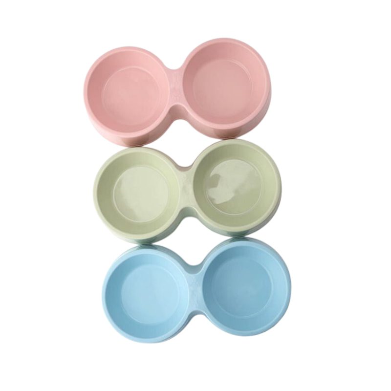 Pets Club Plastic Double Bowl - 88 ml - 28*14.5*5.5 Cm - Pink