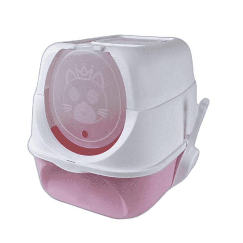 Cozy Paws Large Hooded Cat Toilet-57*41*38cm - Pink