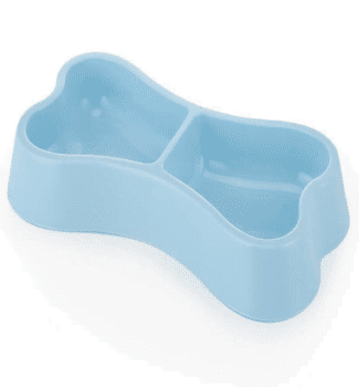 Pets Club Bone Shape Plastic Double Bowl 24.5*13*3.5Cm-Blue