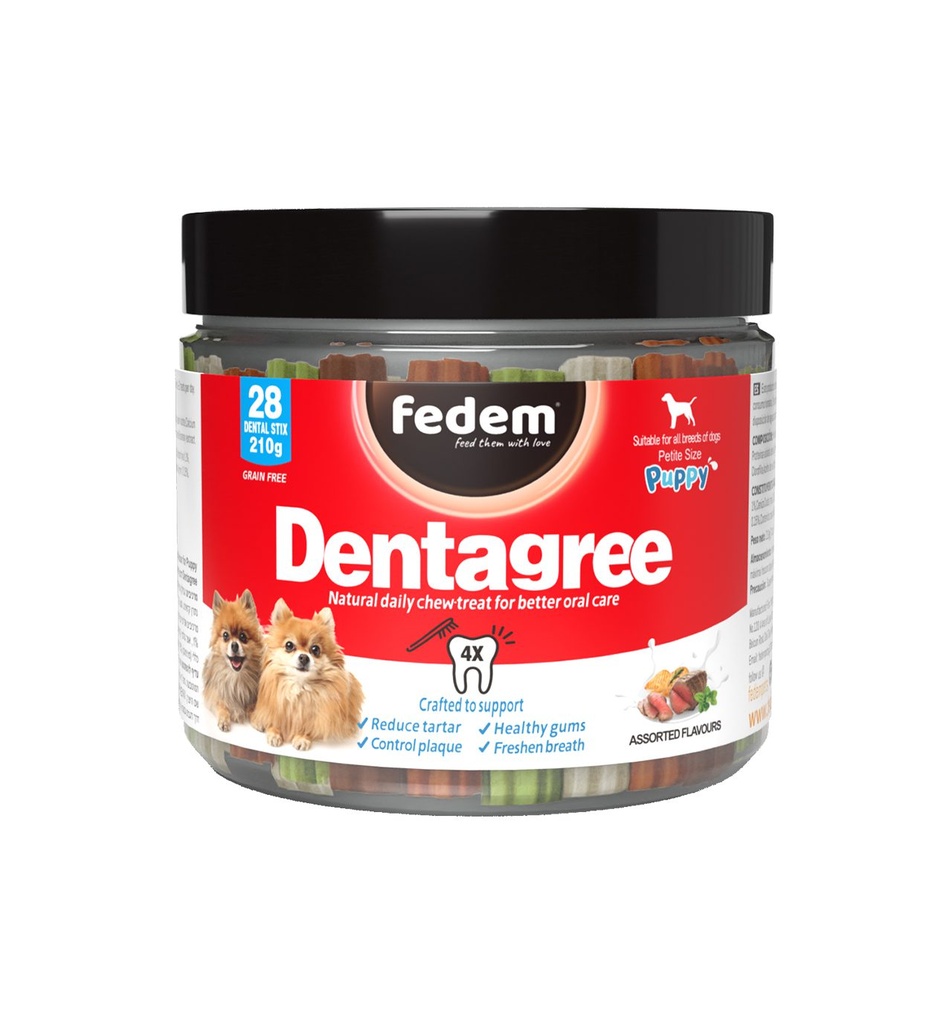 Fedem Dentagree Petite Dental Stix for Puppy – Assorted Flavours 210g (28pcs)