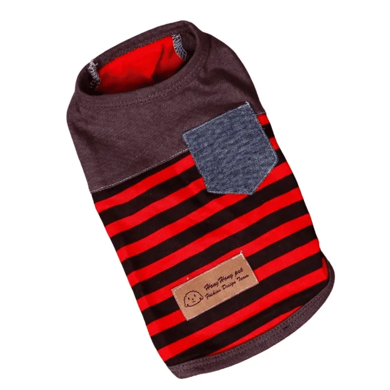 Hong Pet Black &amp; Red Stripe Pet Clothes - Small