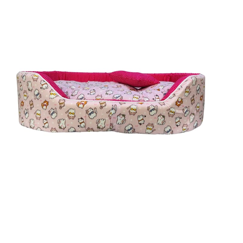 Coco Kindi Oval Washable Cotton Pet Bed – Size 3 - Cat Pattern
