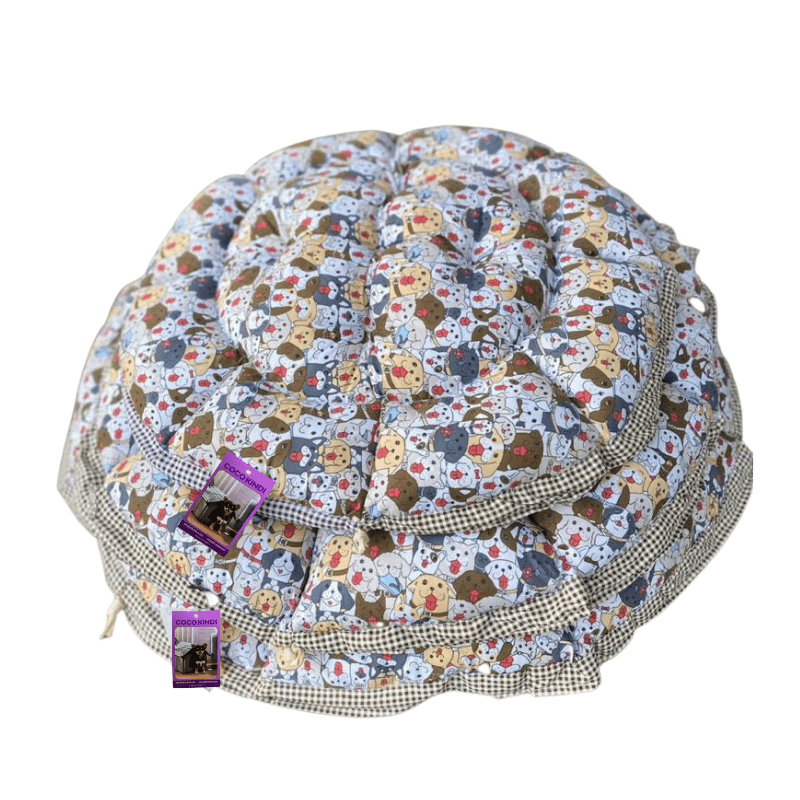 Coco Kindi Multicolored  Animal Pattern Washable Pumpkin Cotton Bed With Heart Shape Toy - Size #3