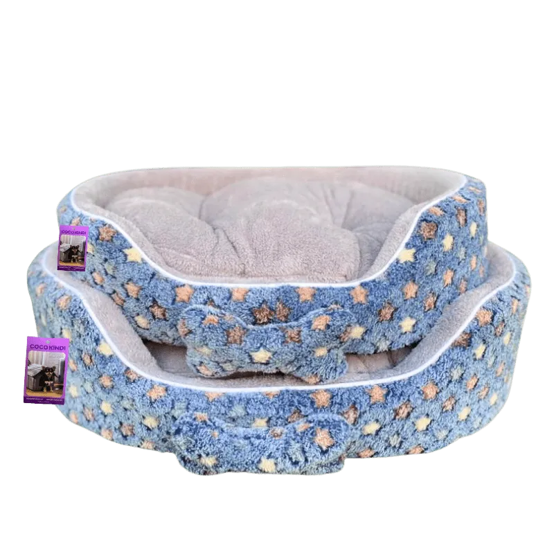 Coco Kindi Soft Printed Oval Fur Bed – Size 3(Mixed Colors,66×55 ×16 cm)