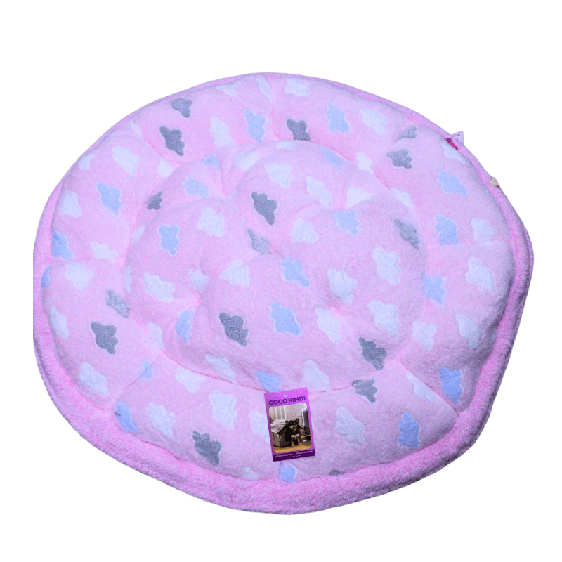 Coco Kindi Cloud Pattern Pink Color Washable Pumpkin Fur Bed With Heart Shape Toy - Size #3 - 90cm