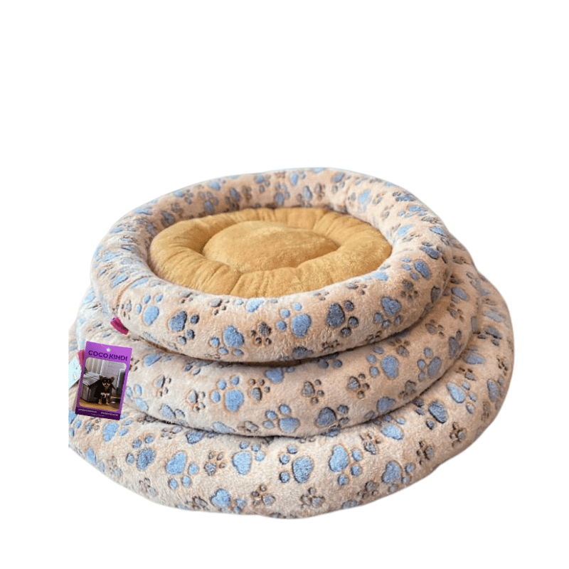 Coco Kindi Paw Printed Peach Washable Pizza Fur Bed - Size #4