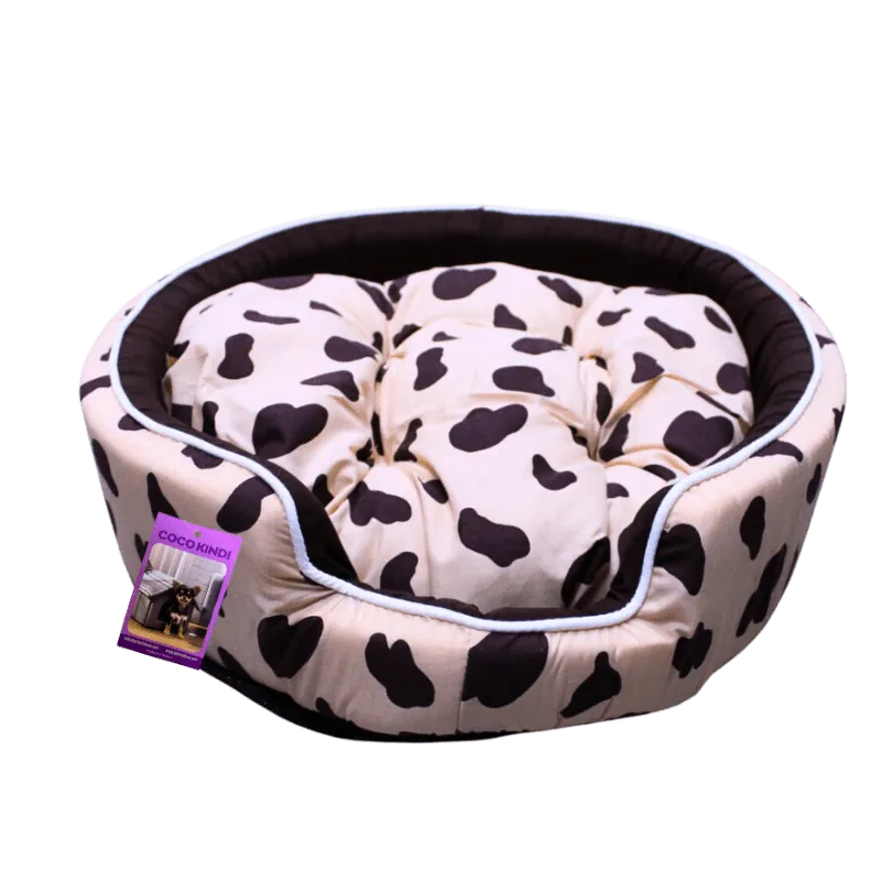 Coco Kindi Brown Dotted Washable Round Cotton Bed - Size #3