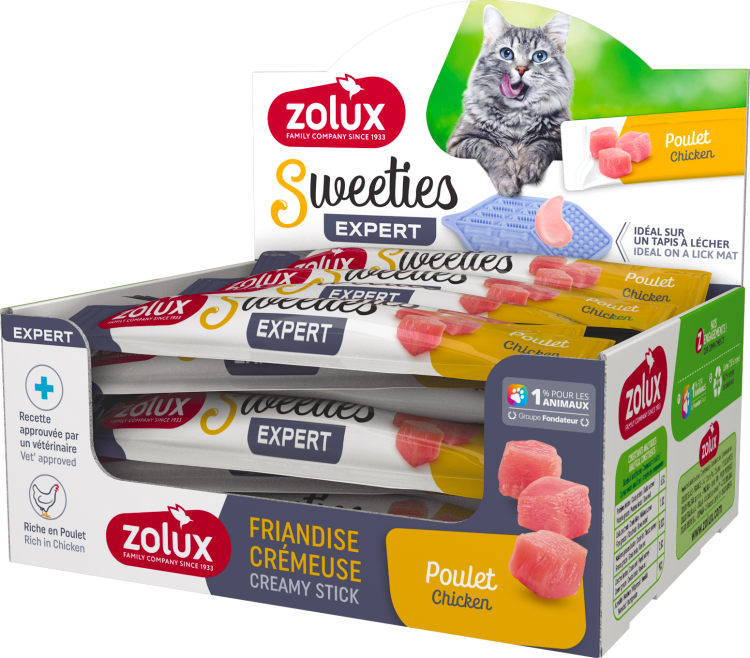 Zolux Sweeties Creamy Stick for Cat  Chicken 48pcs x 14gm
