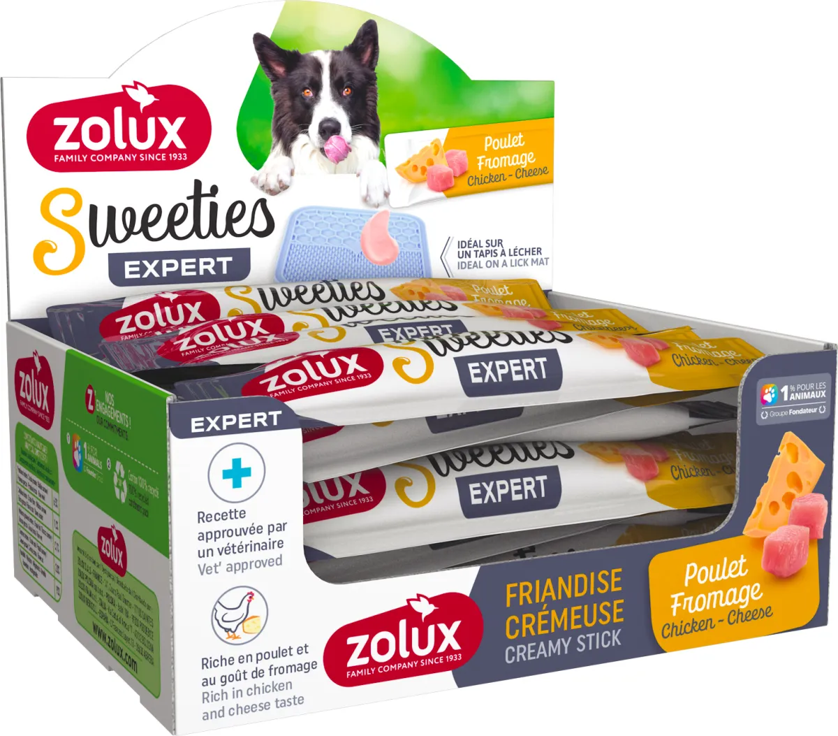 Zolux Sweeties Creamy Stick For Dog Chicken Cheese 48pcs x 14gm