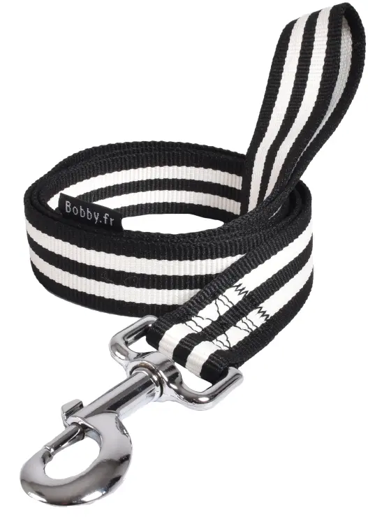 Bobby Leash Stripe Black Large