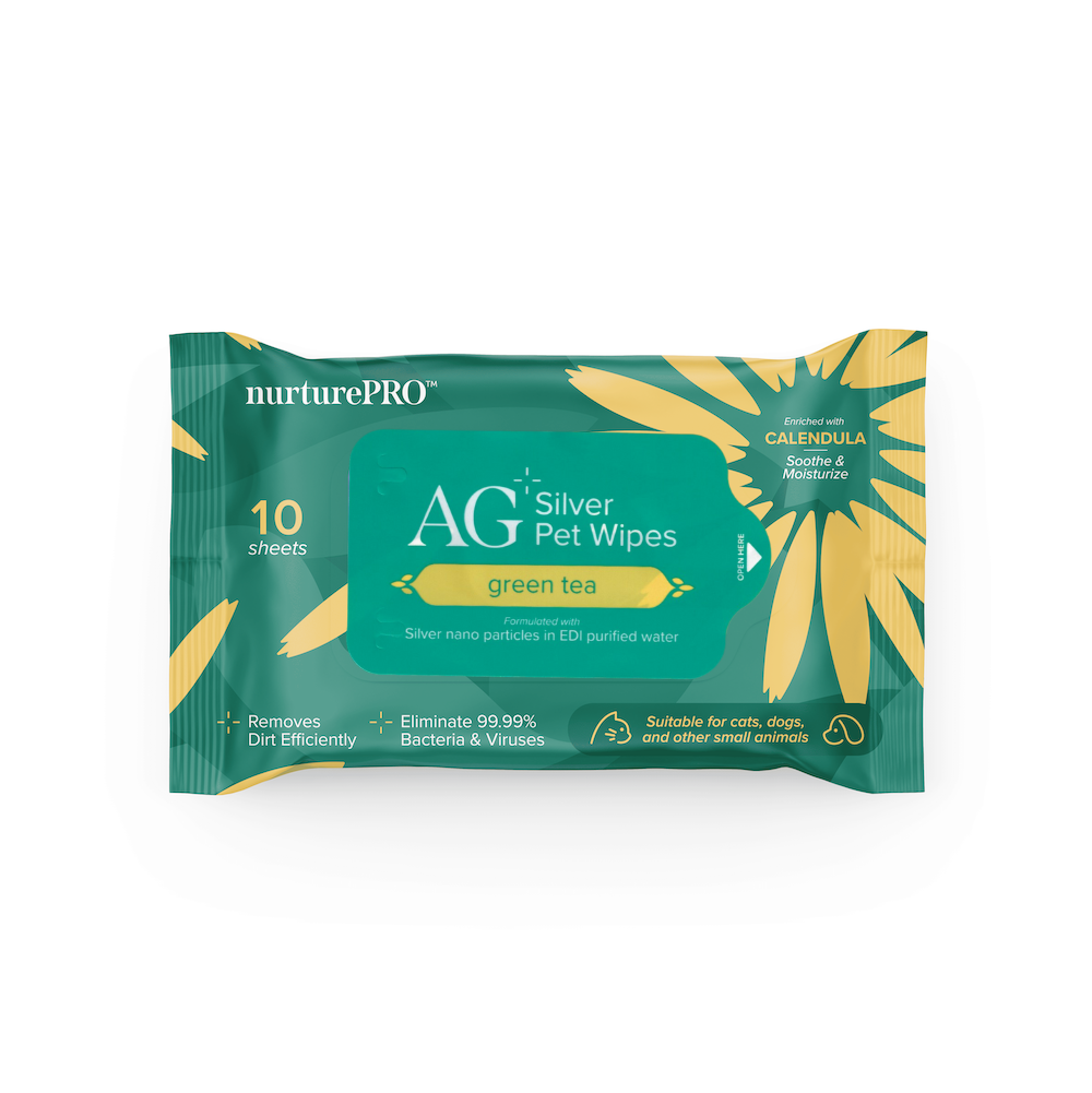 NurturePro AG+ Silver Pet Wet Wipes -Green Tea 6x10 Sheets