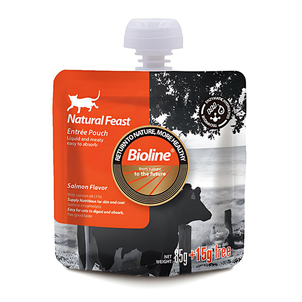 Bioline Natural Feast Entree Pouch Salmon Flavor  85g+15g