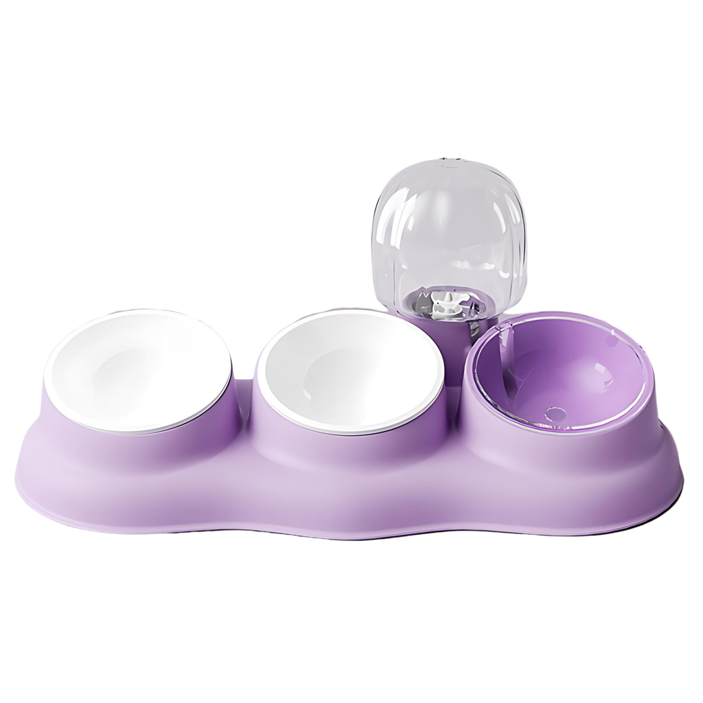 Pado Tripple Bowl with Dispenser-Purple  43*13*23cm