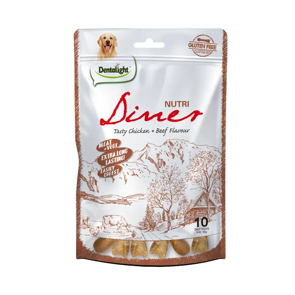 Dentalight 3" Nutri Diner Tasty Dog Treat-Chicken&Beef Flavour 10pcs/Pack 180gm