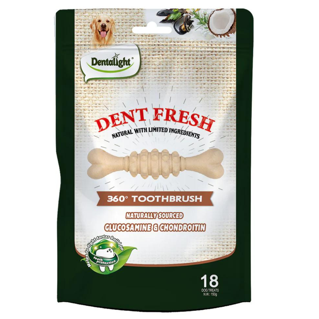 Dentalight 3" Dent Fresh 360° Toothbrush Healthy joint Dog Treat 18Pcs/Pack 150gm