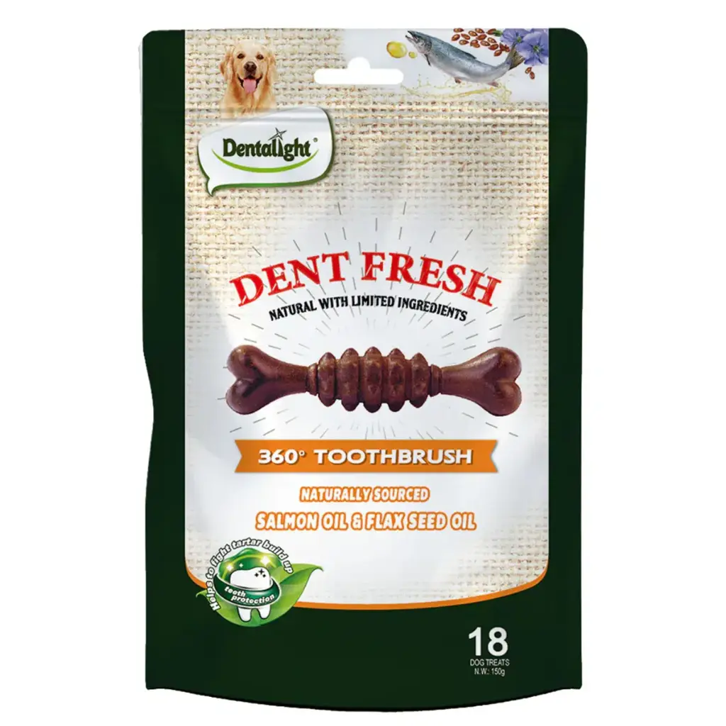 Dentalight 3" Dent Fresh 360° Toothbrush Coat Care Dog Treat 18Pcs/Pack 150gm