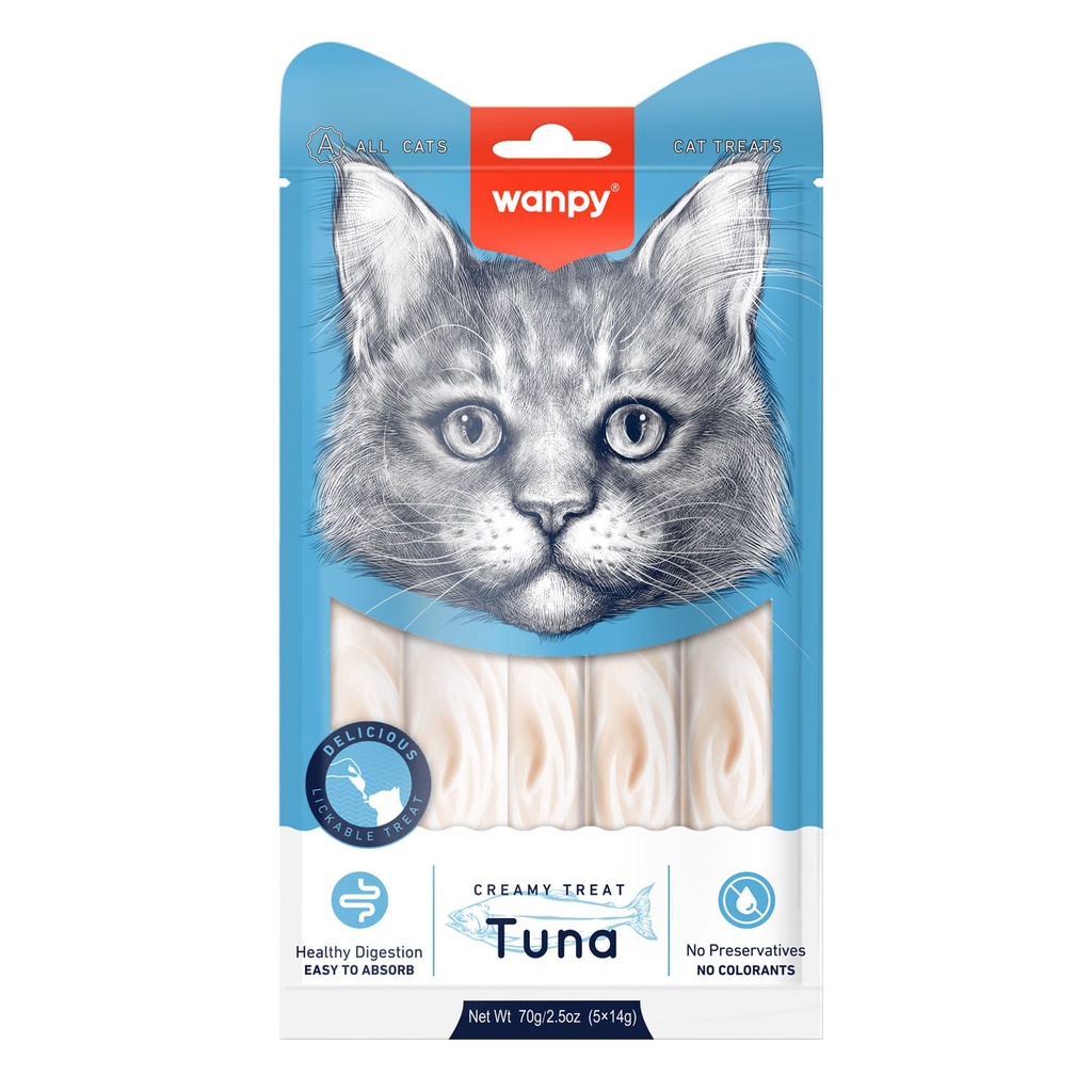 Wanpy Creamy Lickable Cat Treats Tuna 14gm x 5pcs