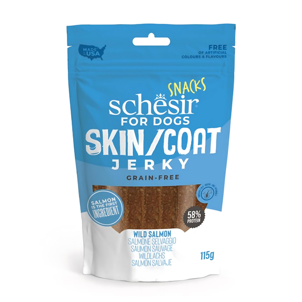 Schesir Grain-Free Dog Snacks Skin & Coat Jerky 115g Salmon