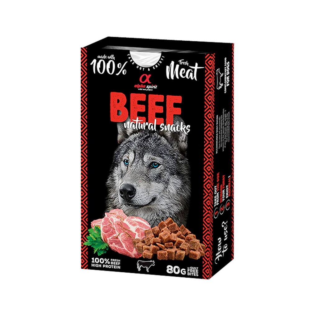 Alpha Spirit Natural Snacks for Dogs Beef 80gm