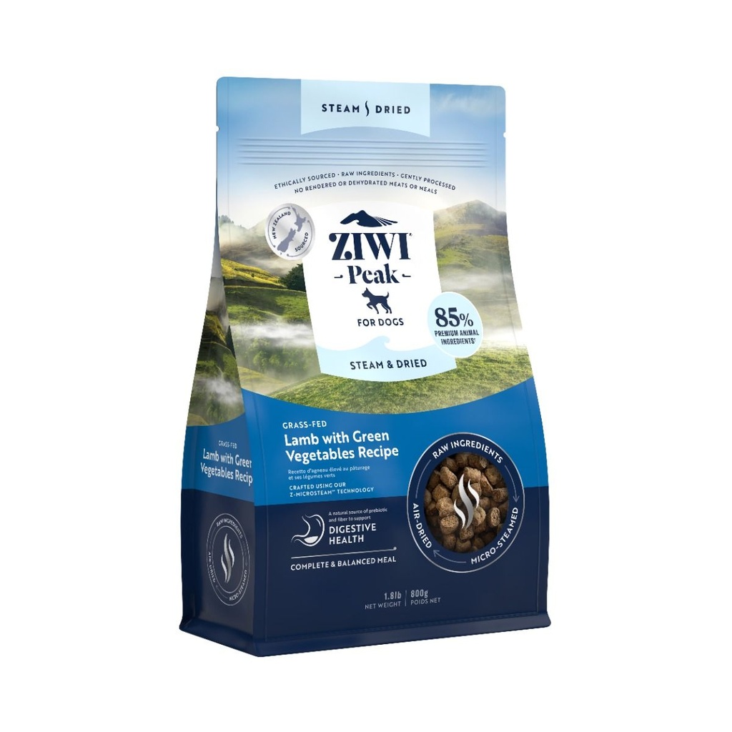 ZIWI Peak Steam & Dried Grass-Fed Lamb with Green Vegetables Recipe Dry Dog Food 3.2KG