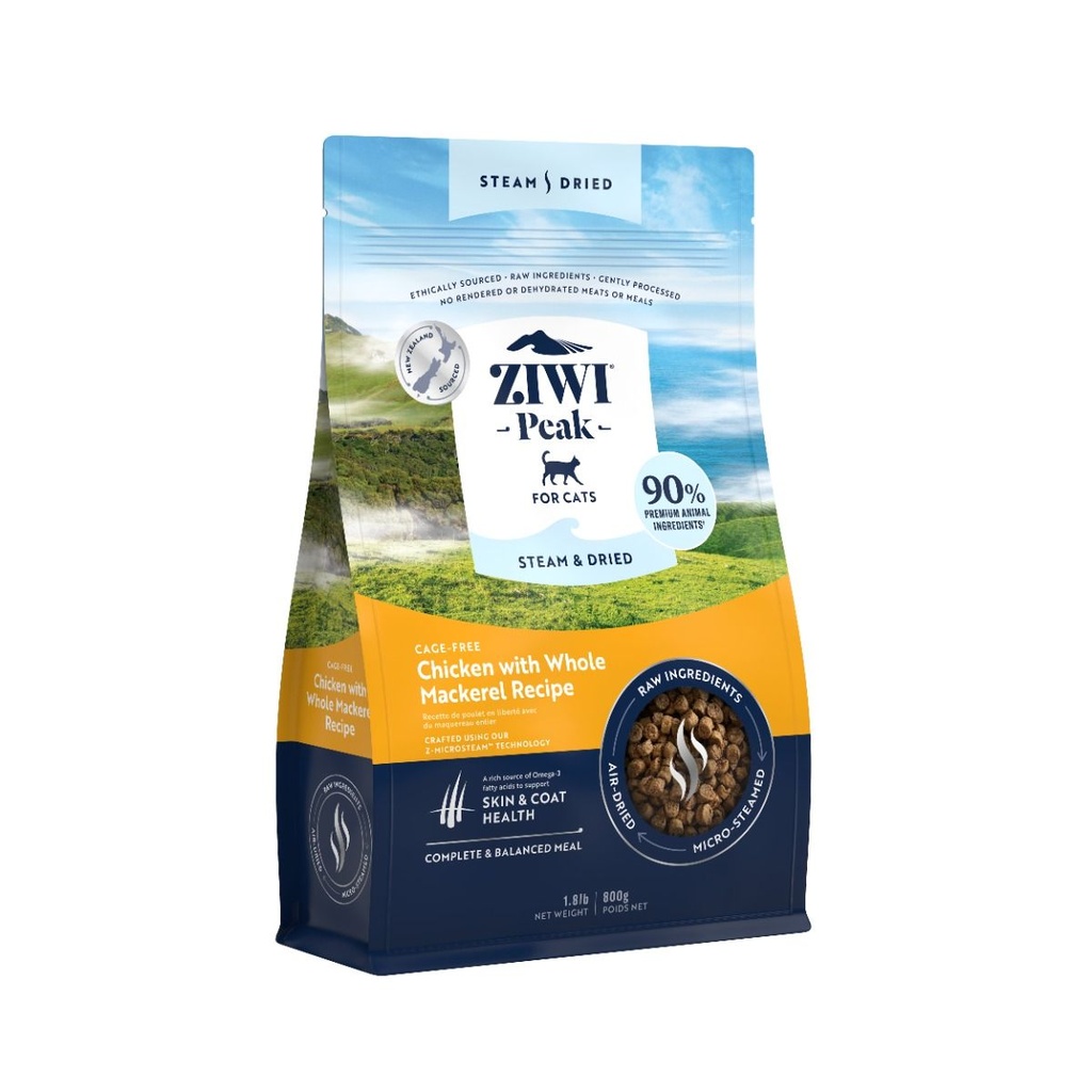 ZIWI Peak Steam & Dried Cage-Free Chicken with Whole Mackarel Recipe Dry Cat Food 800gm